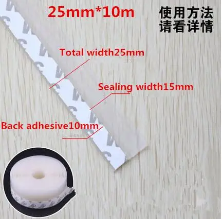 25mm 3 5 10 m width door window bottom self adhesive silicone rubber seal strip weatherstrip burlete puertas y ventana