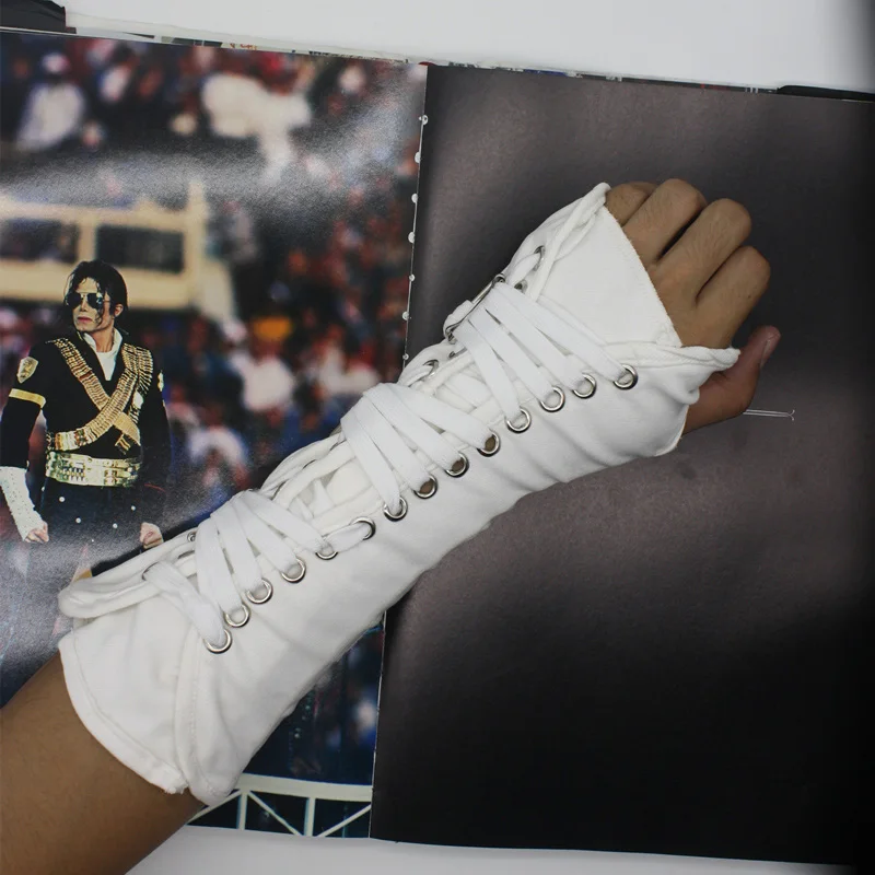 Brazalete de Michael Punk para Fans, guante de algodón blanco y negro de BAD Jam, Imitación para espectáculo de fiesta