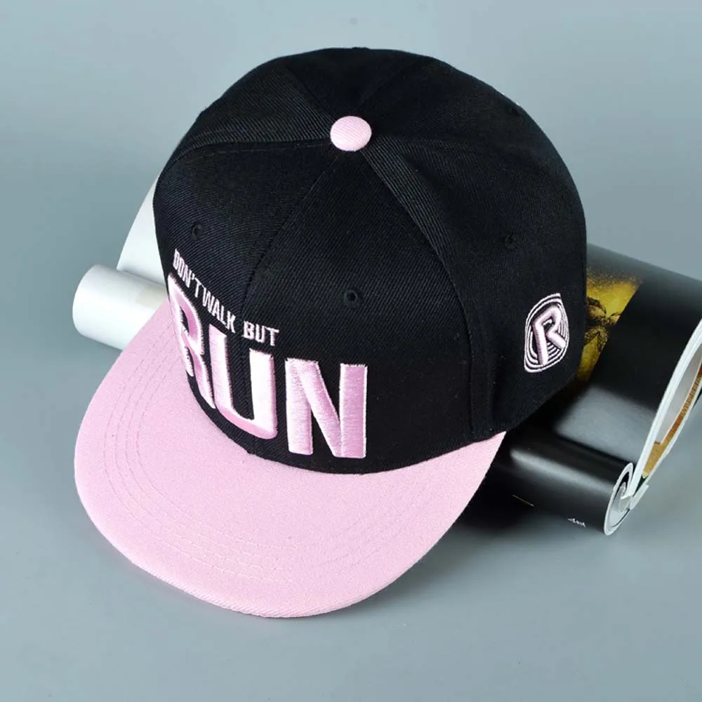 2017 new Runing Letter Snapback Baseball Cap Camouflage Hip Hop Hat For Men Women Street Dance Fashion Aba Reta Pink