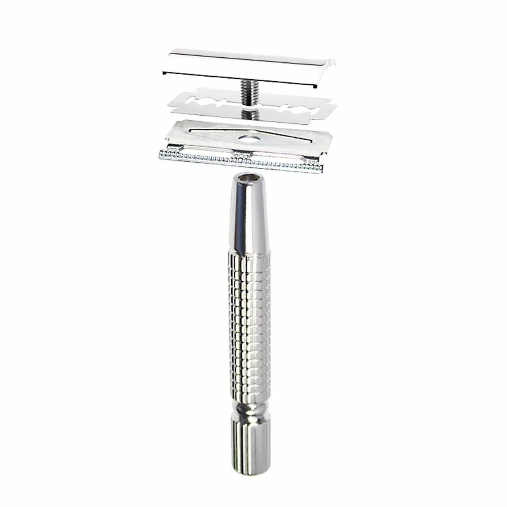 Men's Manual Razor Traditional Men Double Edge Chrome Safety Razor Classic Shaver+Blade