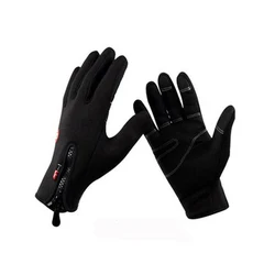 Guantes de esquí negros cálidos para esquí y equitación, guantes de motocicleta para exteriores, guantes de algodón impermeables para viento