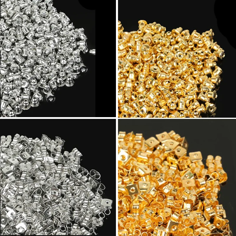 200pcs/box Metal Earring Backs Bullet Stoppers Earnuts Stud Earring Plugs Gold Silver Findings DIY Jewerly Components