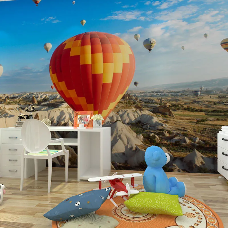 

beibehang hot air balloon flying under blue sky pattern landscape home decor bedroom kids room wall decals wallpaper mural