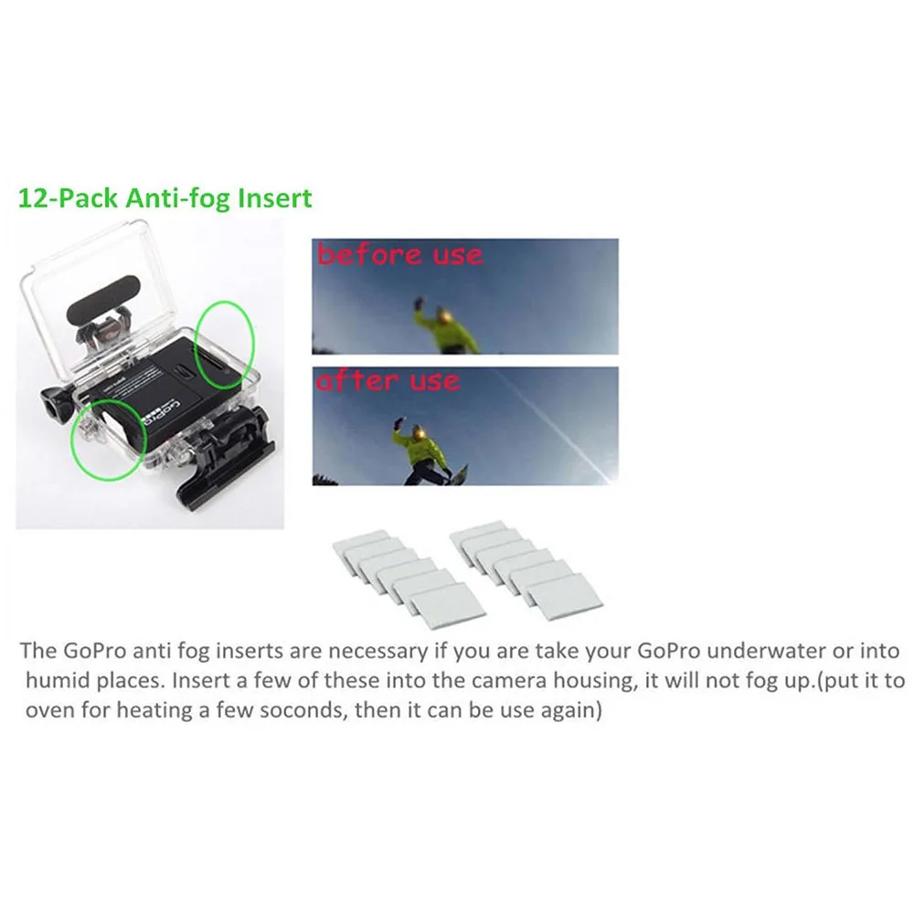 60pcs/lot Anti-Fog Inserts Anti Fog Recycle Drying Inserts for Gopro Hero 10 9 8 7 6 5 4 3+ 3 SJCAM for Xiaomi yi Action Camera