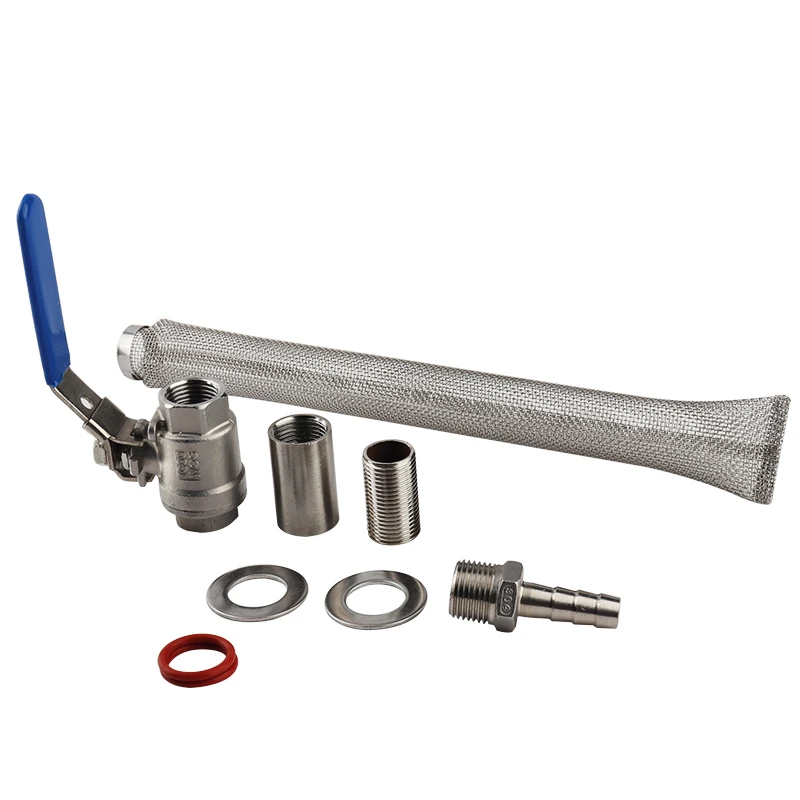 30cm Kettle Bazooka Filter & Ball Valve Kits,Food Grade Stainless Steel Brewing Screen Mesh Filters,1/2\