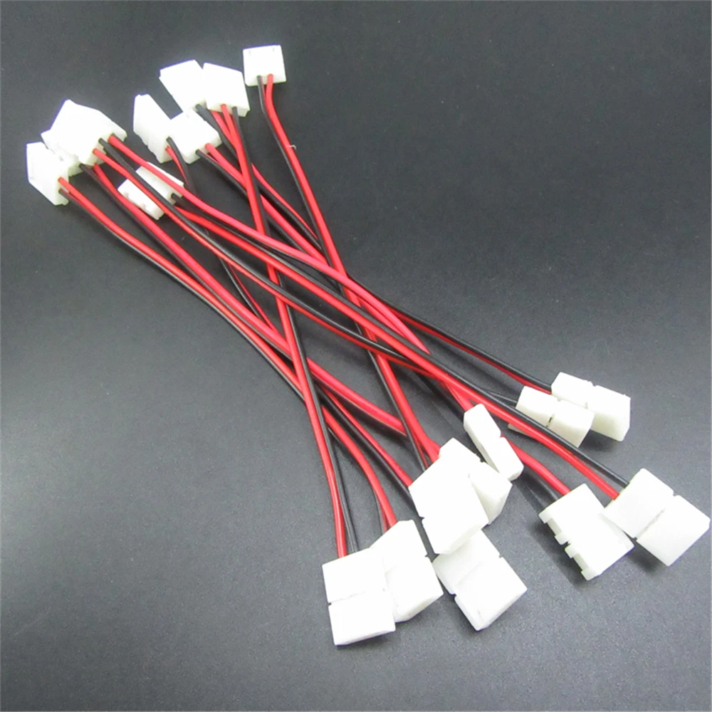 LED Strip Connector 8mm 2pin 2 Connector with Wire Free Welding Connector For 3528 / 2835 LED Strip 10pcs/lot