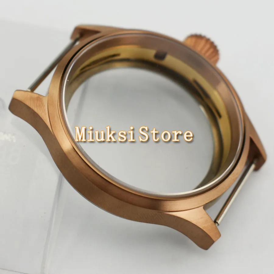 43mm Watch case Fashion luxury brands copper color case Sapphire glass fit ETA 6497 6498,ST36 movement