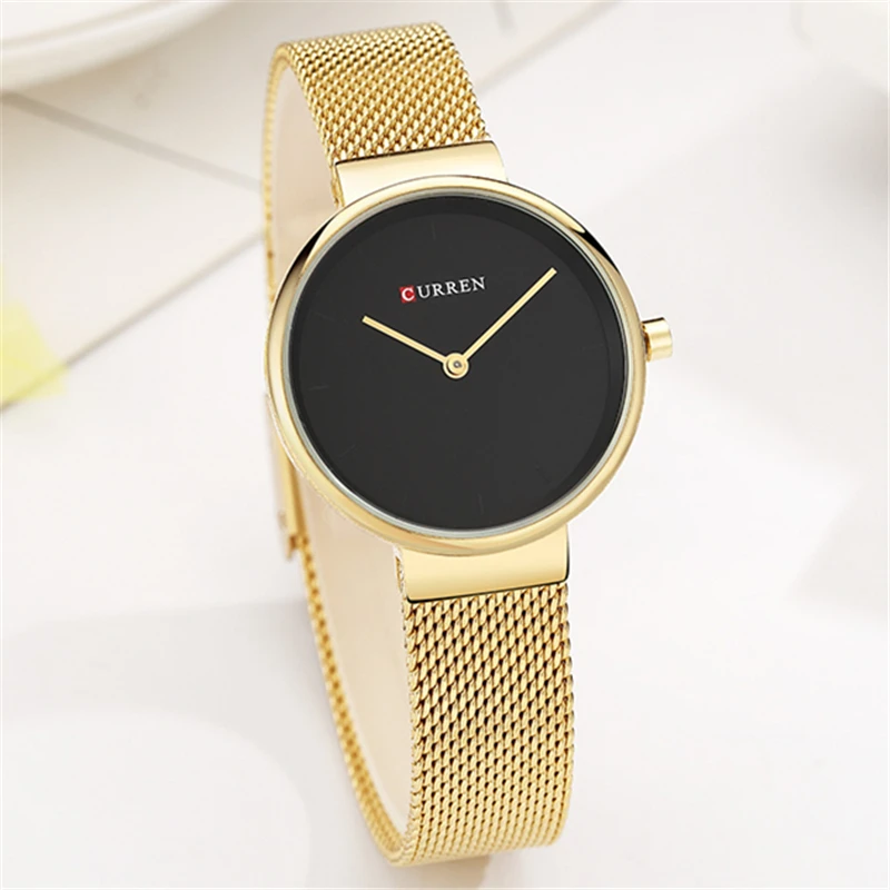 CURREN Hot Fashion Ladies Bracelet Waches Full Stainless Steel Mesh Wrist Watch For Women Female Quartz Clock Montre femme 9016