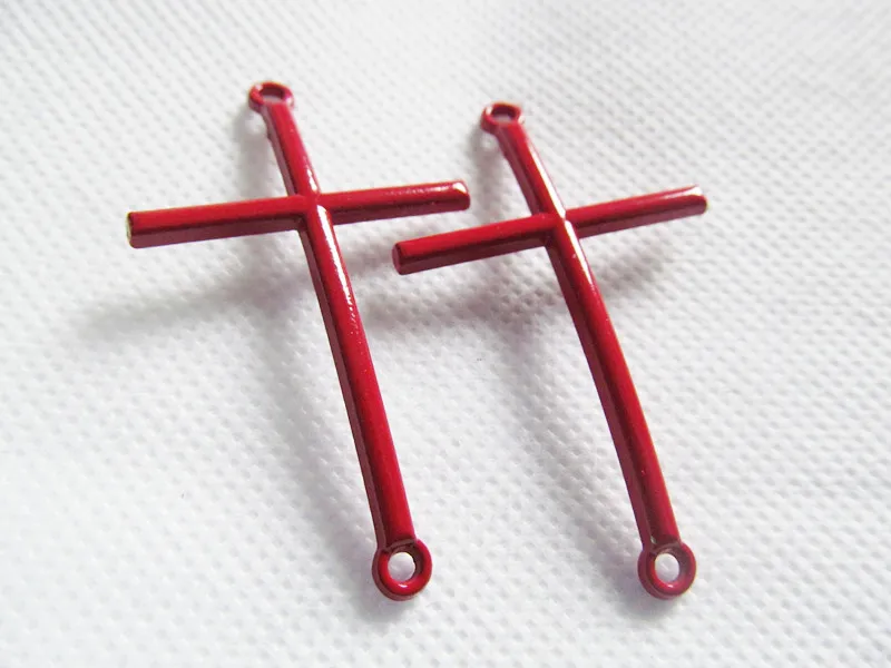 10pcs 29.30x49.40mm Red/Yellow Enamal Sideway Blank Cross Connector Pendant Charm/Finding, For Necklace & Bracelet,DIY Accessory