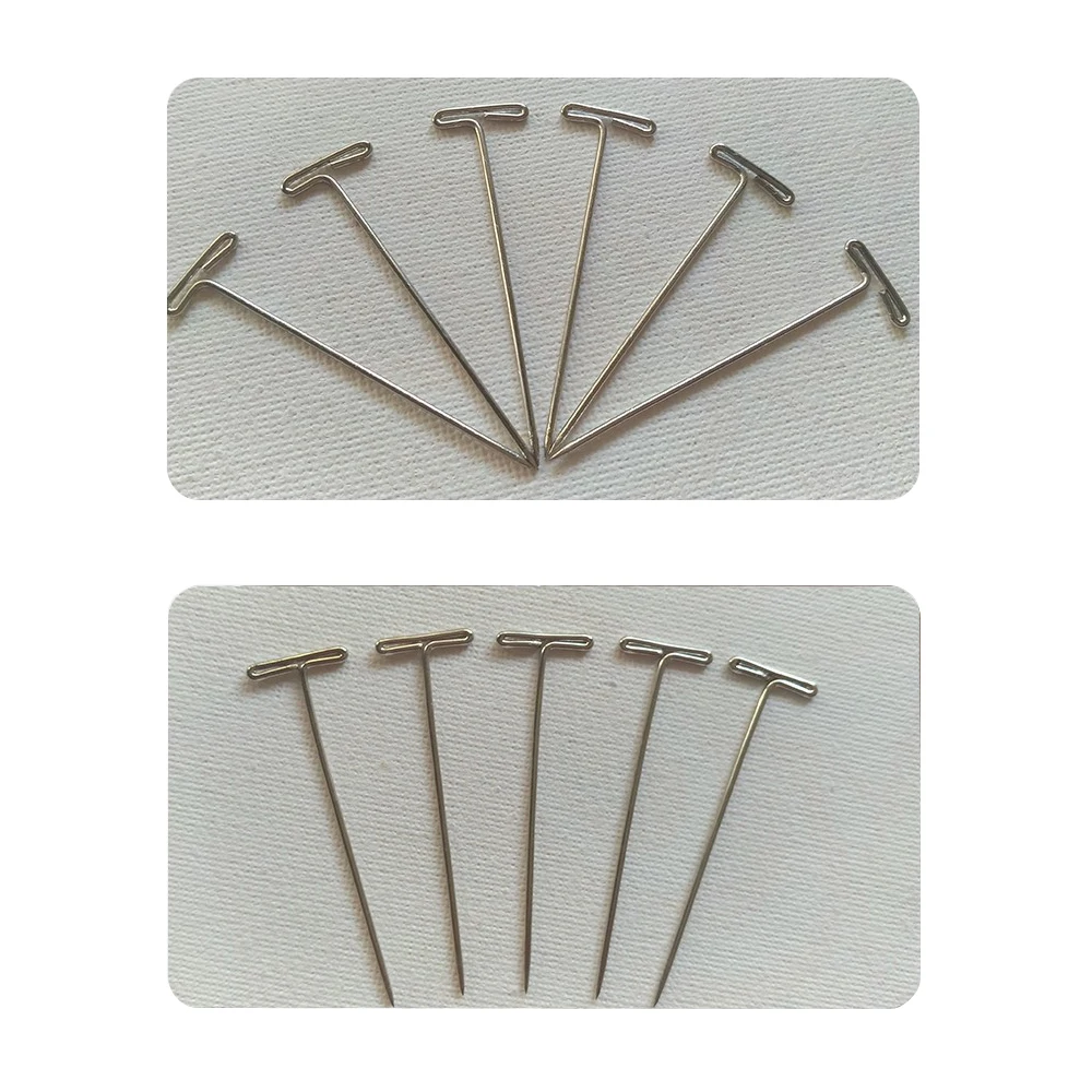 50Pcs Metal T Pins For Modelling Macrame Wigs Sewing Craft For Making Wigs Fixing Tool 32mm Silver T-pins