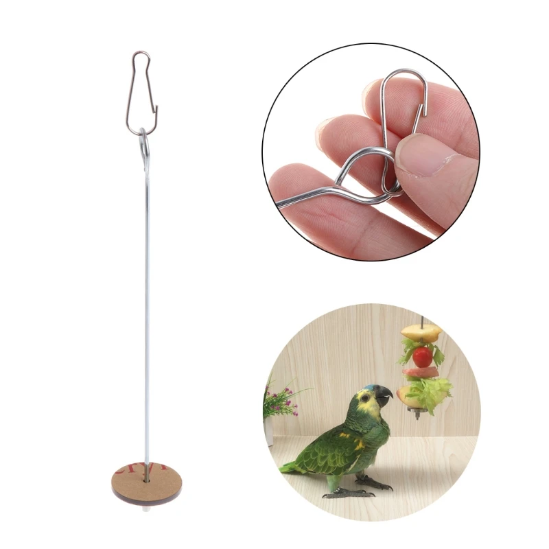 High quality Pet Parrots Birds Food Holder Support Stainless Steel Fruit Spear Stick Meat Skewer