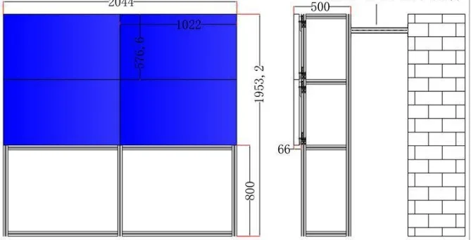 CCTV Monitor big video wall with bezel 3.5mm in 2x2pcs 55inch panel make 100inch lcd video wall display screen