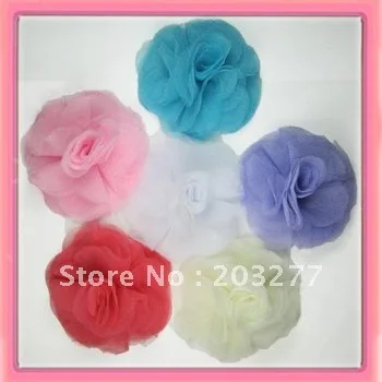 

Free shipping!12pcs/lot 5'' silk flower big mesh flower party flower women flowers hair accessory