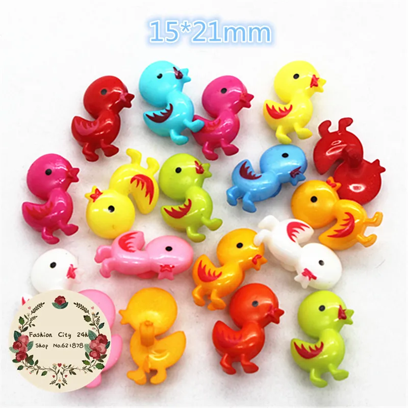 50PCS Mix Colors 15*21mm Plastic Animal Duck Buttons 1 Hole Sewing Children Buttons Jewelry Accessory