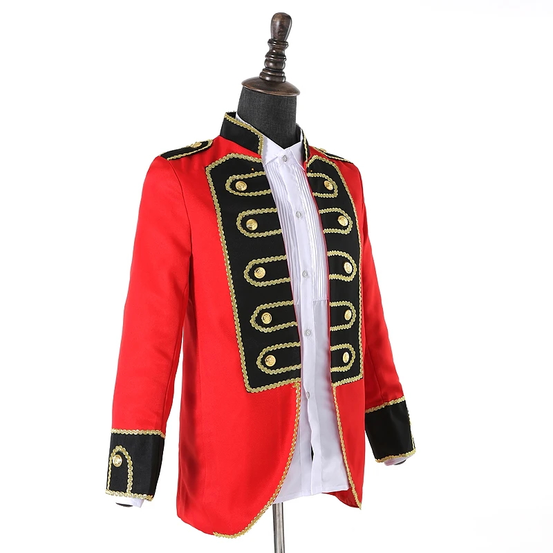 European-style red black-fronted palace court costume men's army dress performance clothing men's red Prince dress