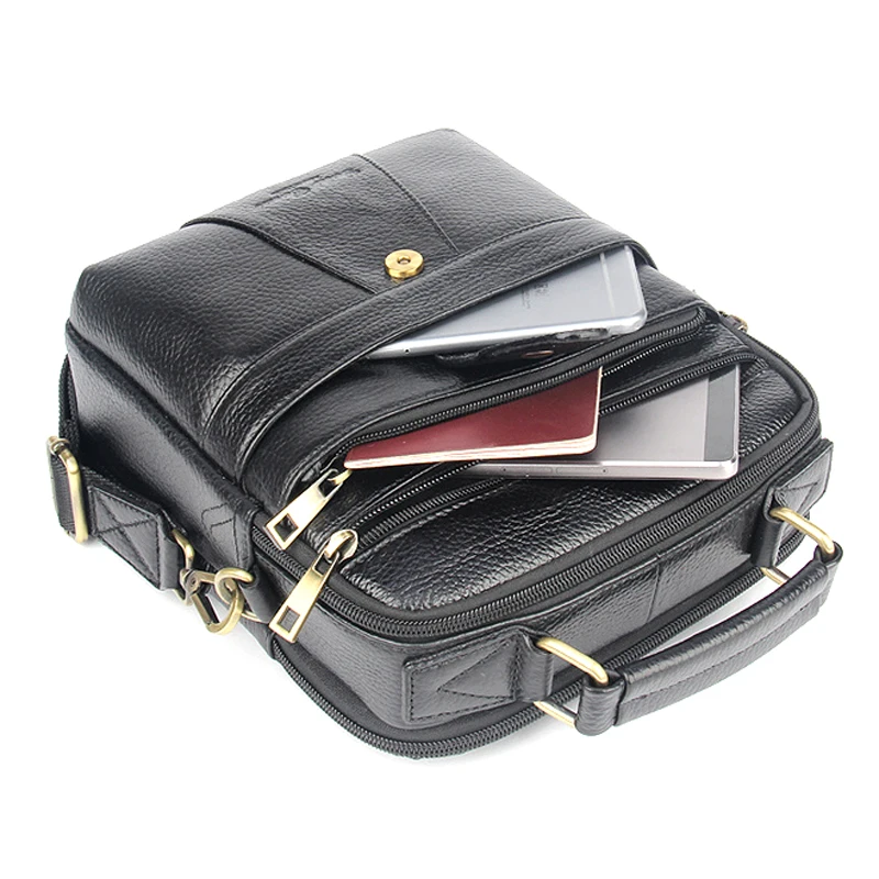 Imagem -05 - Bolsa de Ombro Masculina de Couro Legítimo Bolsa Casual para Homens com Zíper Bolsa Mensageiro para Negócios Ipad Tablet