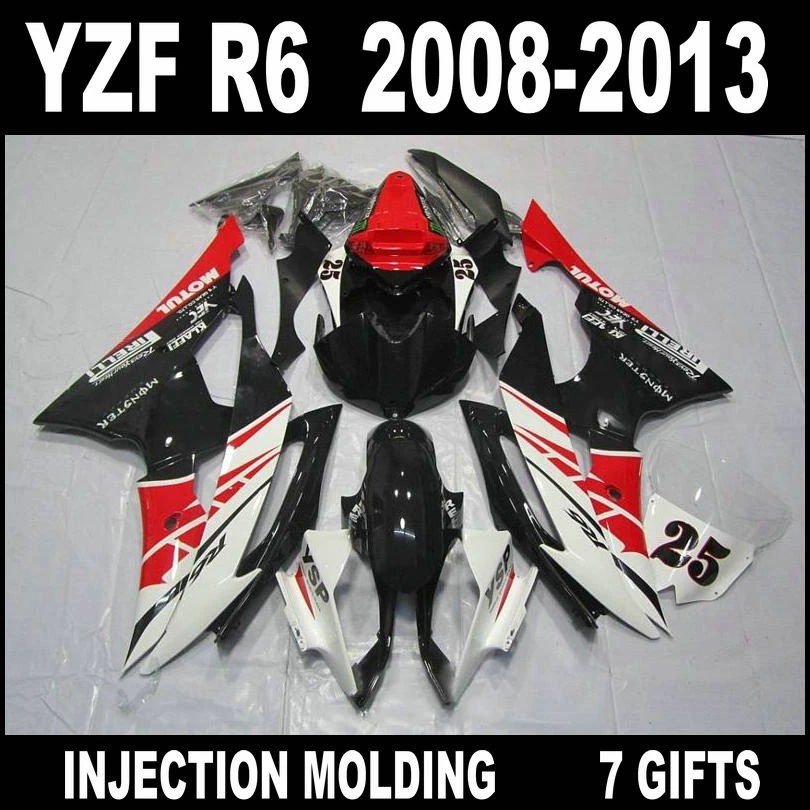 Factory outlet for 08 09 10 11 12 13 YAMAHA R6 red white black fairings custom 2008 2009 - 2013 YZF R6 fairing body kit LG856