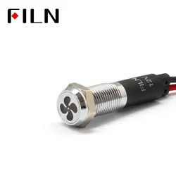 FILN 8mm Car Dashboard Fan Tag Led Red Yellow White Blue Green 12v Led Indicator Light with 20cm Cable