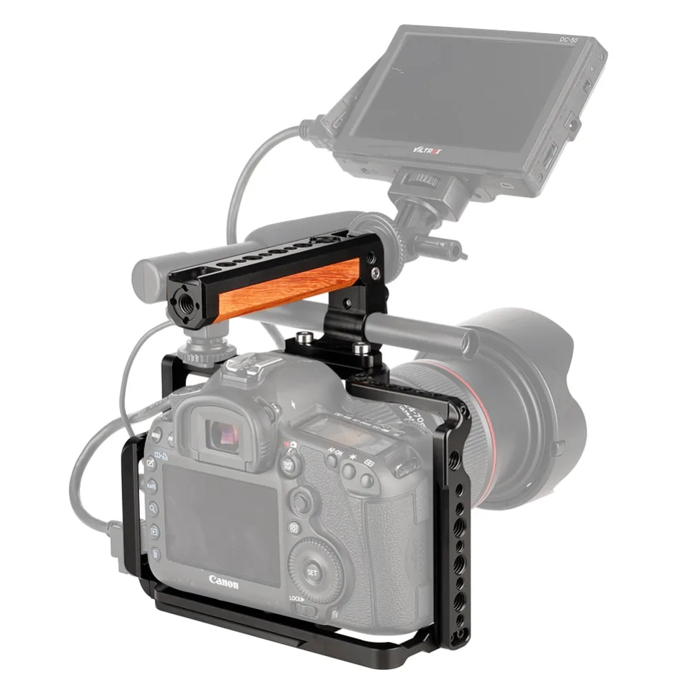 NICEYRIG Máy Ảnh Cage cho Canon EOS 5D Mark II III IV Máy Ảnh DSLR Cage cho Canon 5Ds 5D Mark IV III II Bằng Gỗ Xử Lý Hàng Đầu Rig