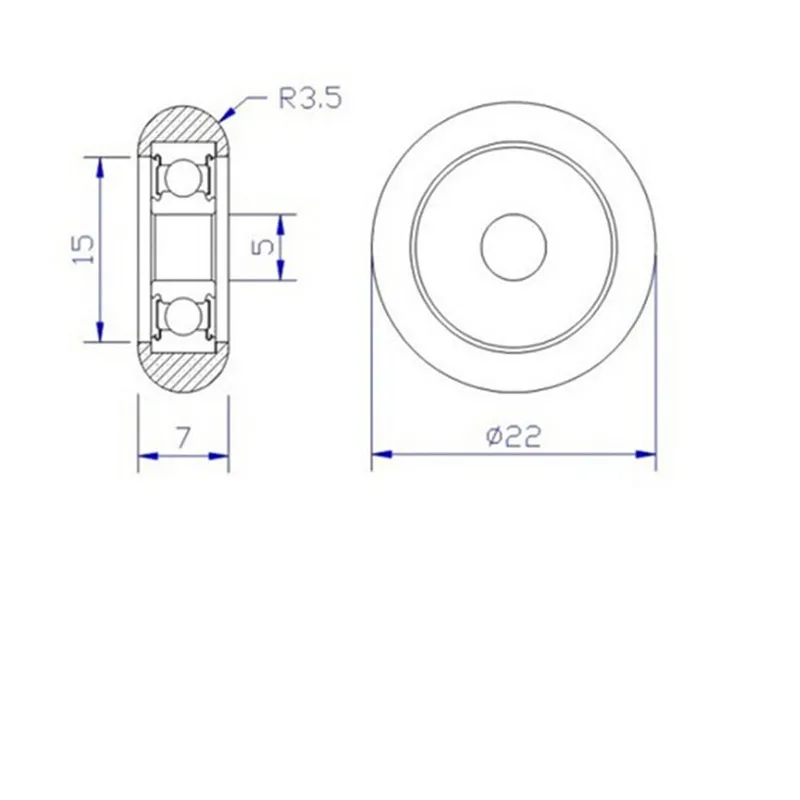 SWMAKER 5*22*7mm black/blue/white R type injection molded door and window pulley embedded 695/625ZZ bearing inner diameter 5mm