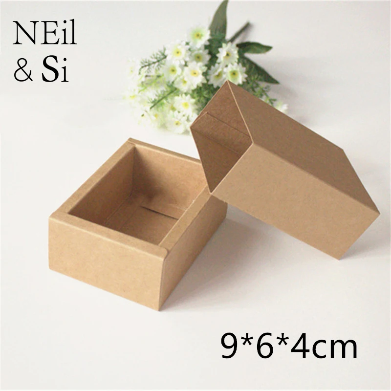 Kraft Drawer Box Handmade Soap Gift Craft Candy Cosmetic Bottle Packaging Brown Paper Boxes 9*6*4cm 