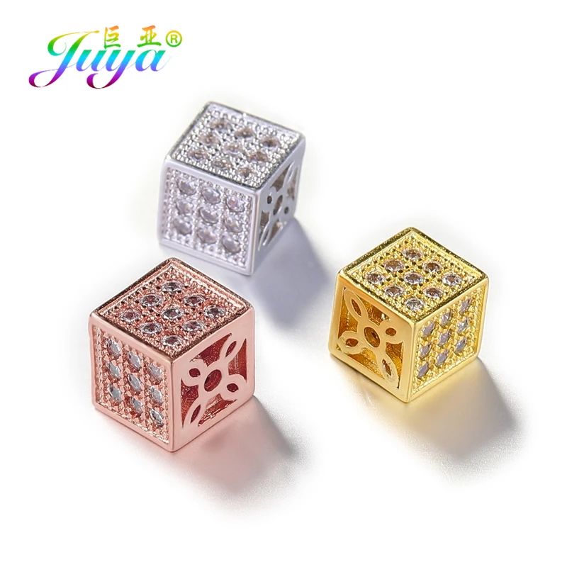 Juya DIY Beadwork Jewelry Decoration Charm Beads 6mm 8mm Square Beads For Handmade Women Men Bracelets Earrings Jewelry Making