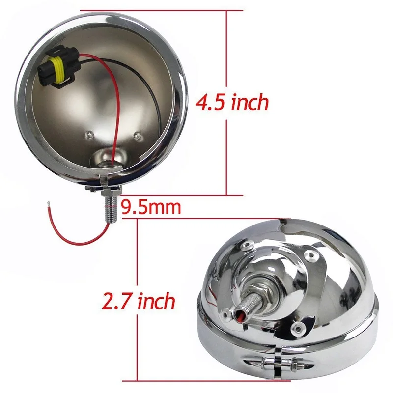 4.5 Inch Fog Motorcycle Chrome Lamp Housing Bucket For Harley Street Glide LED Moto Auxiliary Passing Lights Metal Housing Shell