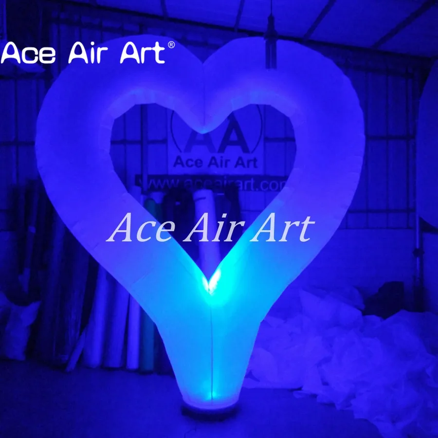 Colorful led inflatable heart with changing led lights,Romantic Inflatable Heart with base for wedding