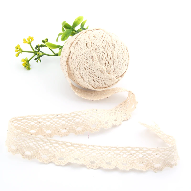 New Arriver 2.5 CM Creamy-White Knitted 100% Cotton Thread Lace DIY Handmade Exclusive For Cloth Dress 10 M/Lot HB-1-6