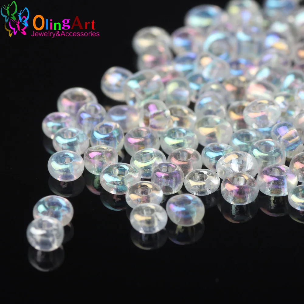 OlingArt 2MM 45G/lot Glass Seed Beads Multicolored transparent Round spacer bead DIY jewelry making 2023 New