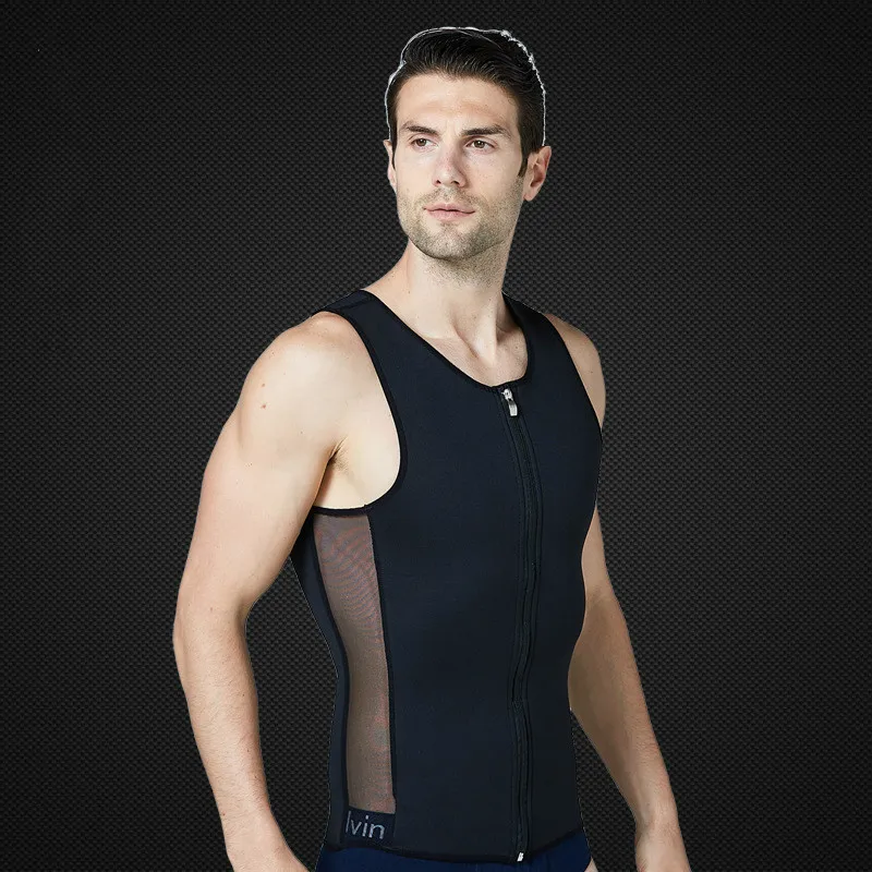 

New Style Neoprene Men Body Shaping Zipper I-shaped Vest Corsets High Quality Fitness Seamless Abdominal Curl Perspire Shapers