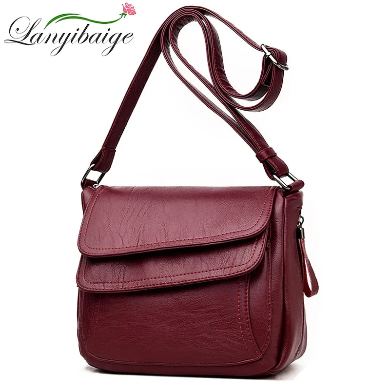 Hot Women Leather Messenger Bag Luxury Handbags Designer High Quality Female Vintage Crossbody Bags For Women Flap Shoulder Bags