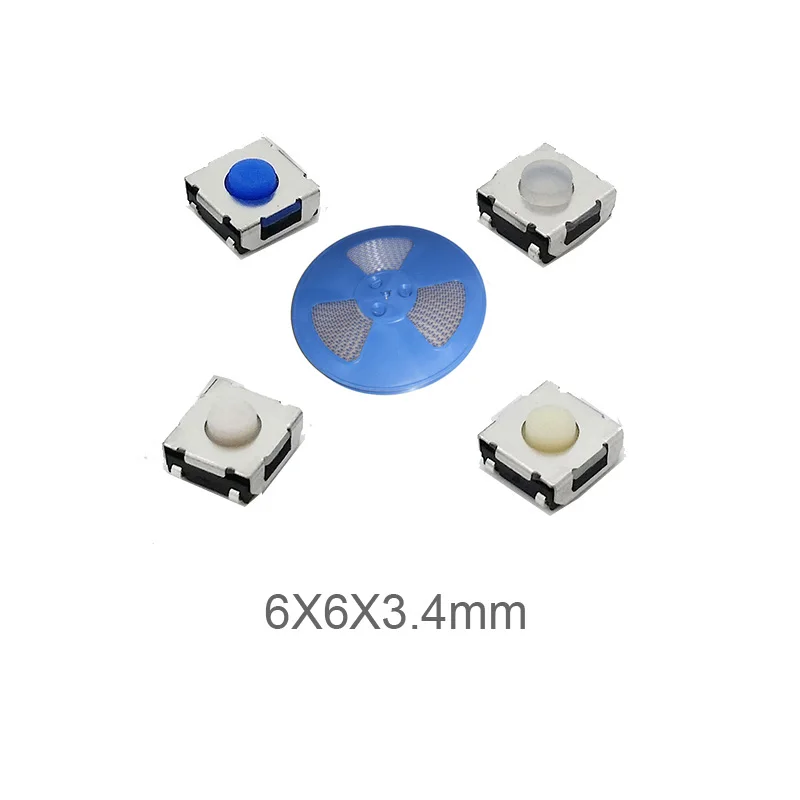 

1500pcs/roller 6*6*3.4 mm Silicone Sealed Switch Waterproof Dustproof Switches Button 6x6x3.4