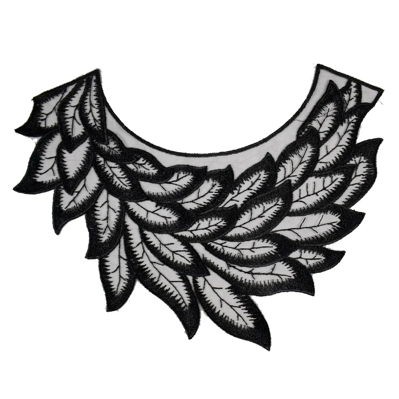 Black Feather Embroidery Flower Lace Applique Collar Venise Lace Collar Neckline DIY Sewing Accessories BW084