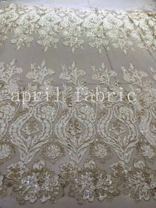 

5yards HLL001 stock gold white postion flower lace shining glitter lace for india african wedding /lady dress free ship by dhl !