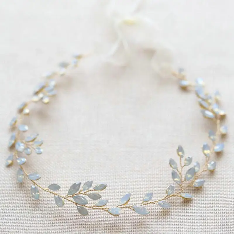 

Wedding Headband For Brides Handmade Opal Crystal Vines Bridal Wedding Hair Jewelry