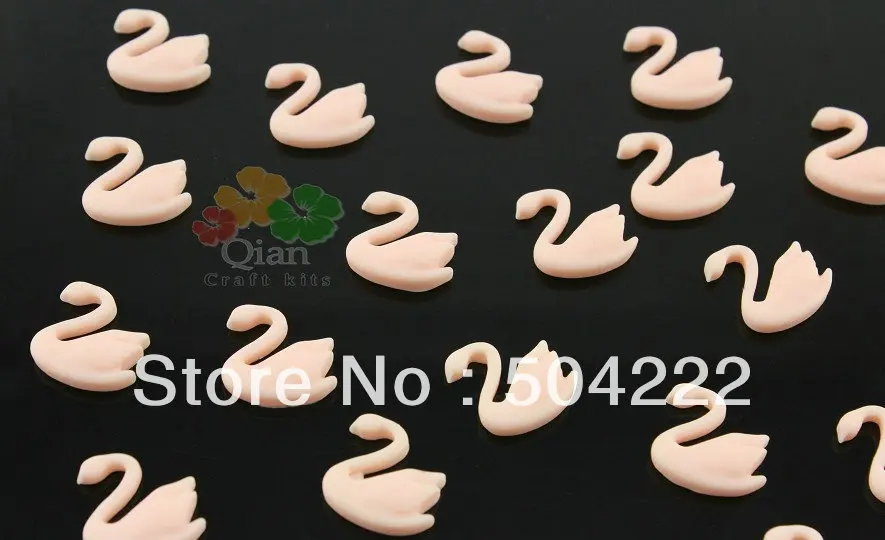 200pcs Ivory elegant adorable Swan Resin Matt decoden Cabochons cab 20mm matt pale pink or you pick color