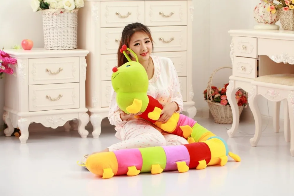 cartoon colourful caterpillar soft plush toy throw pillow birthday gift w5325