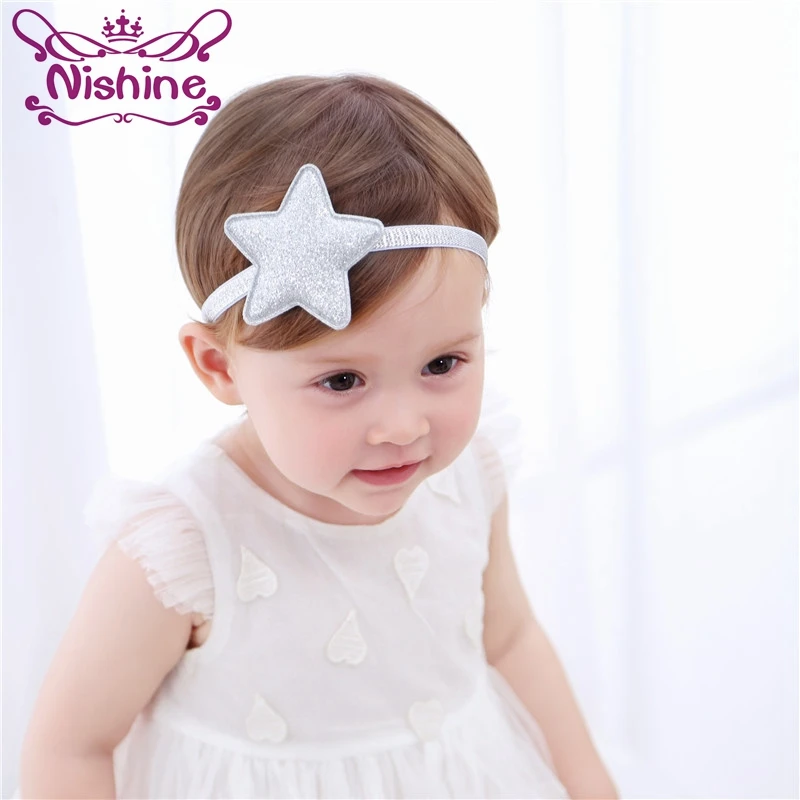 Nishine Children Girls Silver Star Headband Newborn Hairdbands Gold Star Hair Accessories Star Halo Headwear Photo Shoots