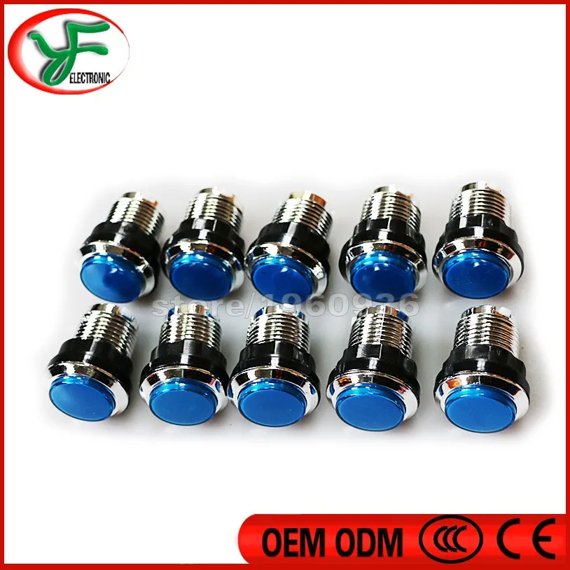 5pcs/lot Arcade Start Push Button with microswitch for CHROME Plated LED illuminated push button 12v LED