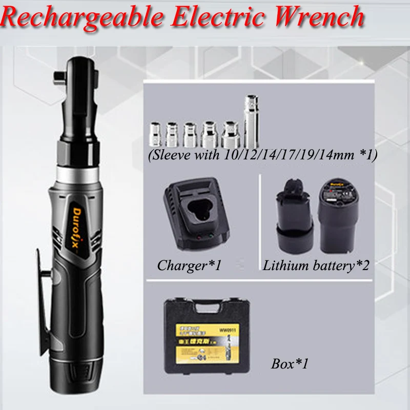 

60Nm Max Torque 3/8 inch Electric Wrench 12v Rechargeable Lithium Battery Ratchet Wrench Angle 90 Stage Dedicated Tools