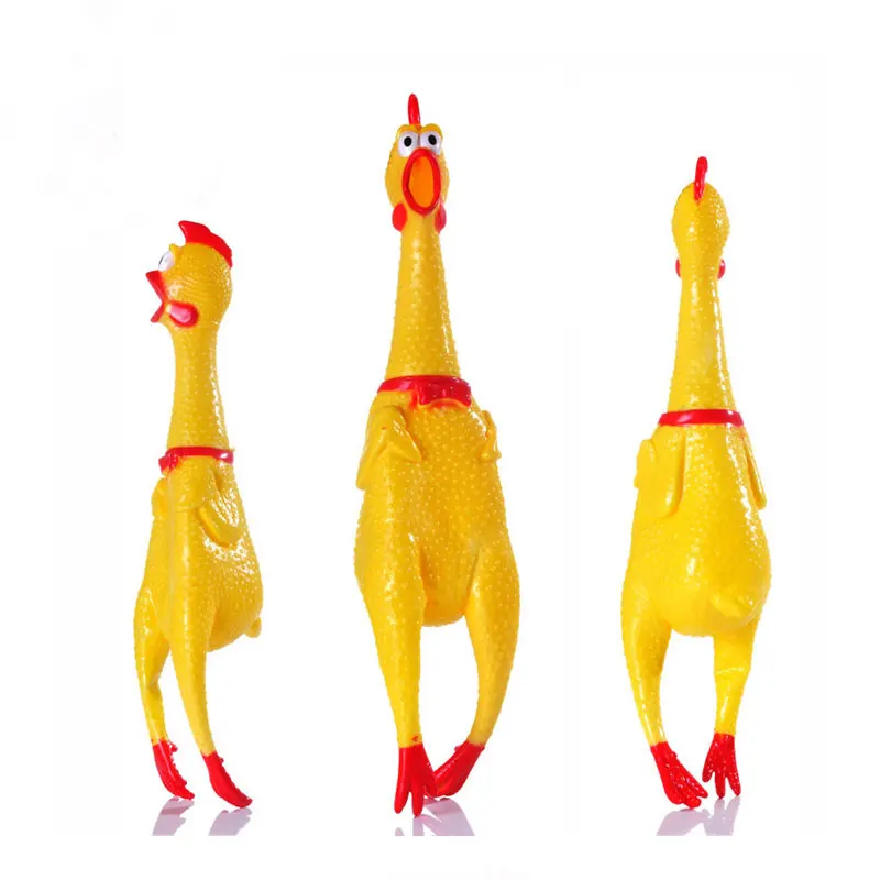 1pc 41cm Big size Rubber Screaming Chicken Squawking Shrilling Chicken Fun Novelty Squeeze Anti stress Toy as Gift Tease dog toy