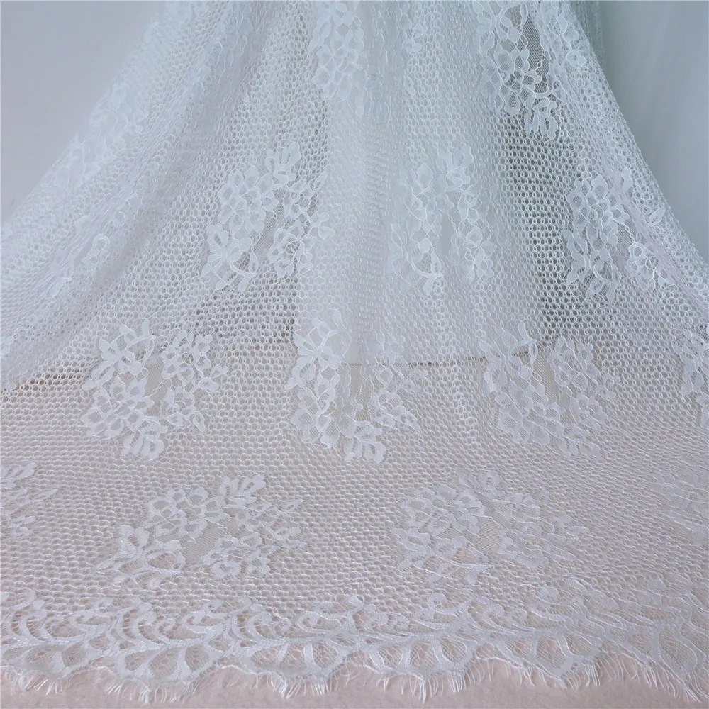 Vintage Embroidery Eyelet Eyelash Lace Fabric In White DIY Sewing Craft Wedding Dress Fabric Fabric Bed Linen 3meters/lot 145cm