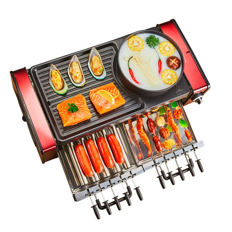 Household Electric Barbecue Machine Multifunctional Korean Style Smokeless BBQ Grill Hot Pot & BBQ Integrated Machine