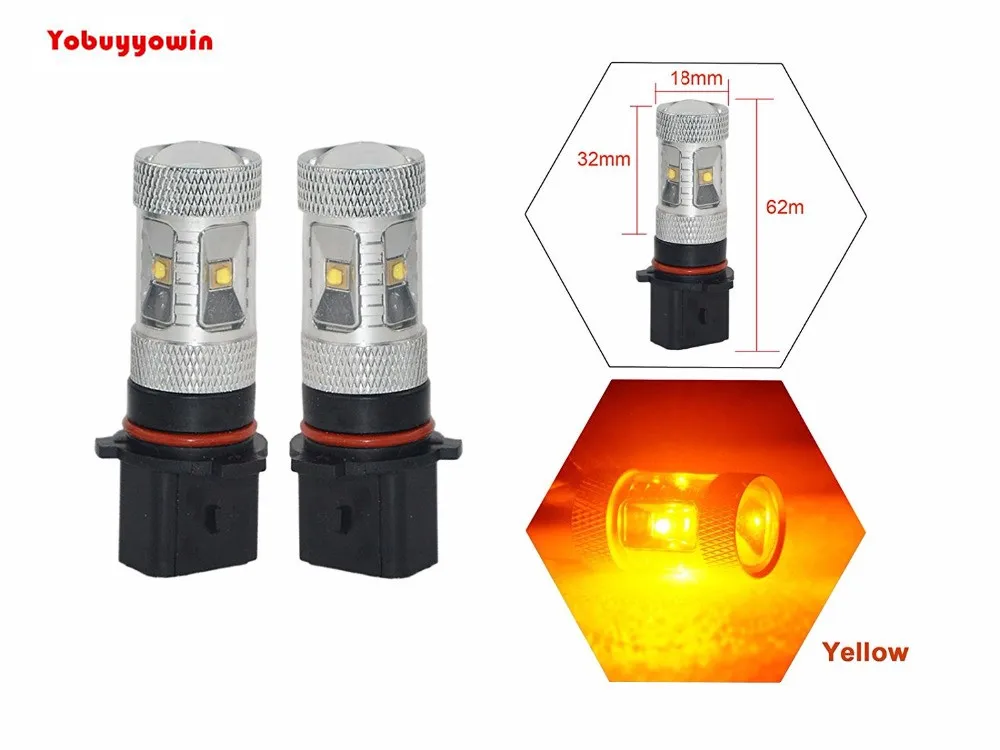 

2Pcs PSX26W P13W Amber Yellow 30W 6LEDs 1360lm/Pair DC 9-24V For Driving Fog Light / Day Time Running Light DRL