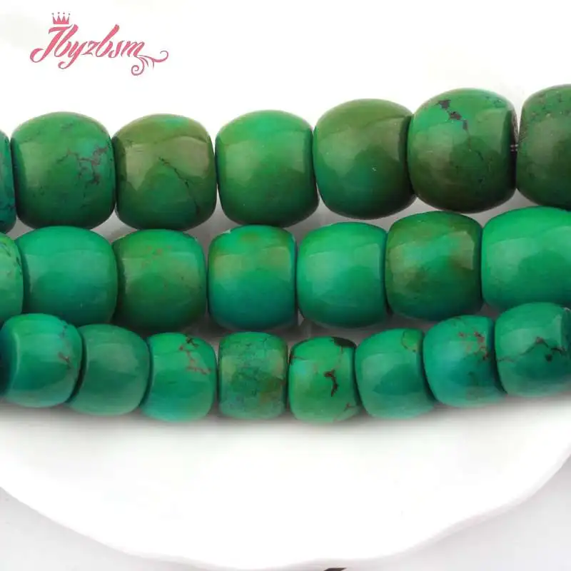 8x10,10x12,12x14,14x16mm Drum Green Turquoises Stone Loose Beads For DIY Necklace Bracelets Jewelry Making 15\