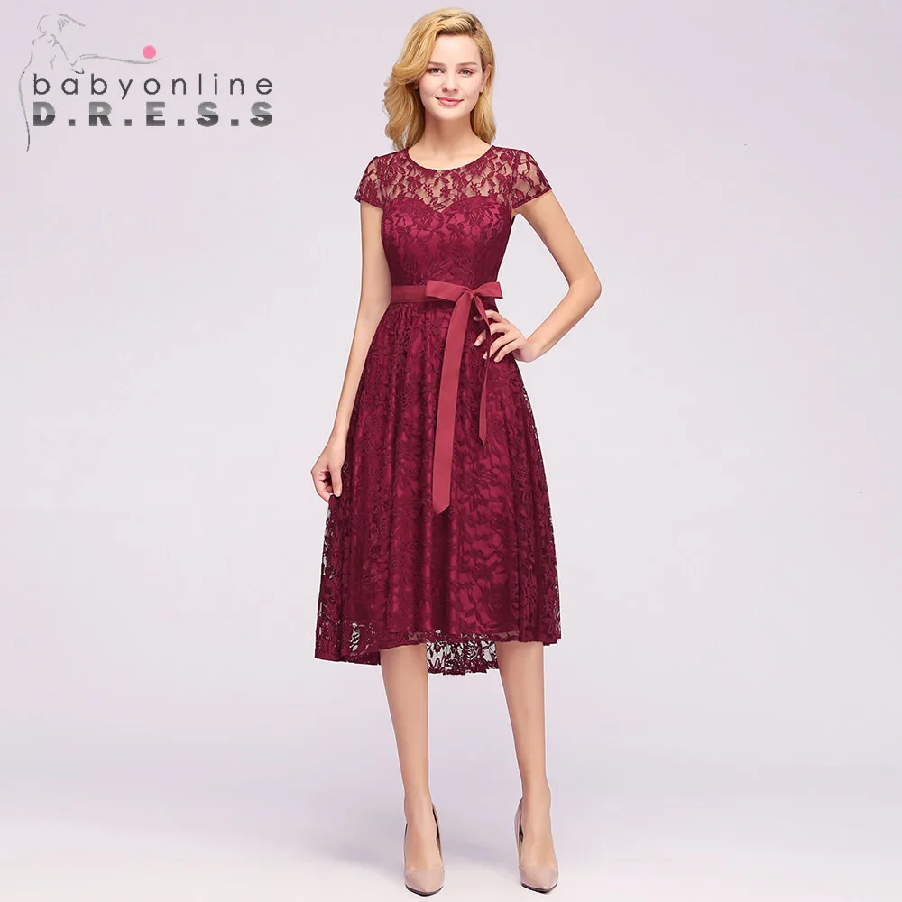 Fast Ship Burgundy Lace Evening Dress For Mother Of The Bride O Neck Elegant Mother Dress Vestido De Festa Longo