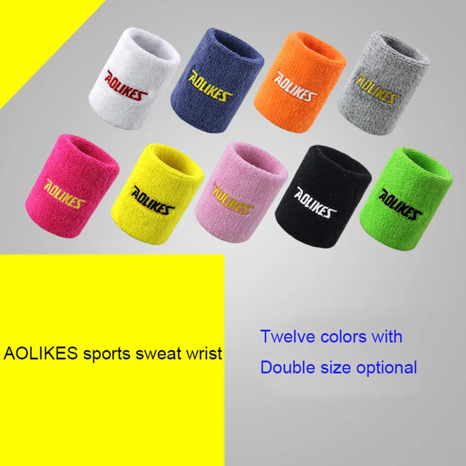 AOLIKES 8*11cm Gym Wristbands Hand Towel Wrist Support for Tennis Basketball Sports Sweatbands Cotton Wrist Bracer A-0230