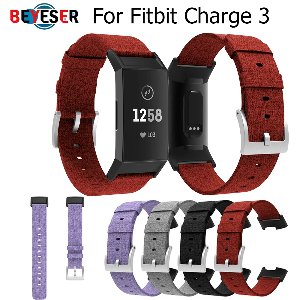 สำหรับFitbit Charge 3ชาร์จ4สร้อยข้อมือนาฬิกาผ้าใบไนลอนDenimผู้ชายผู้หญิงSmartwatch Bandsอุปกรณ์เสริม