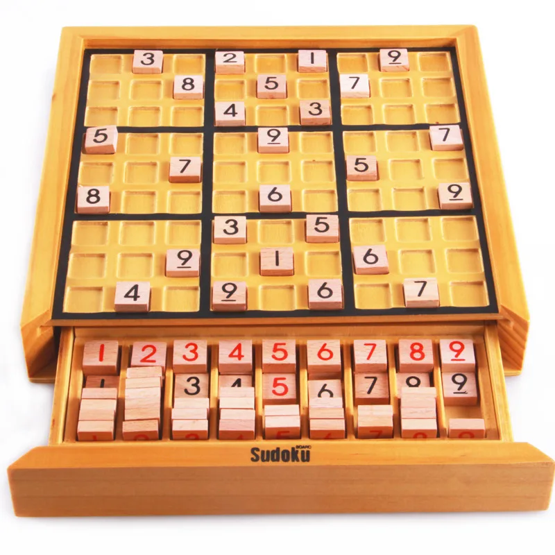 High Quality Wood Sodoku Chess Games with Hiden Drawer Wooden Board Game Memory Puzzle Dinner Party Family Kids Best Gifts
